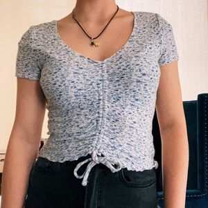 Baby Blue Floral Ruched Hollister Top
